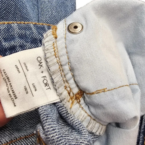 Oak + Fort Womens High Rise Straight Leg Distressed Jeans  Blue Size 29 - Picture 8 of 8